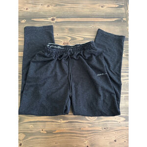 Men’s Eddie Bauer Charcoal Sweatpants Size M Drawstring Waist, Logo Embroidery